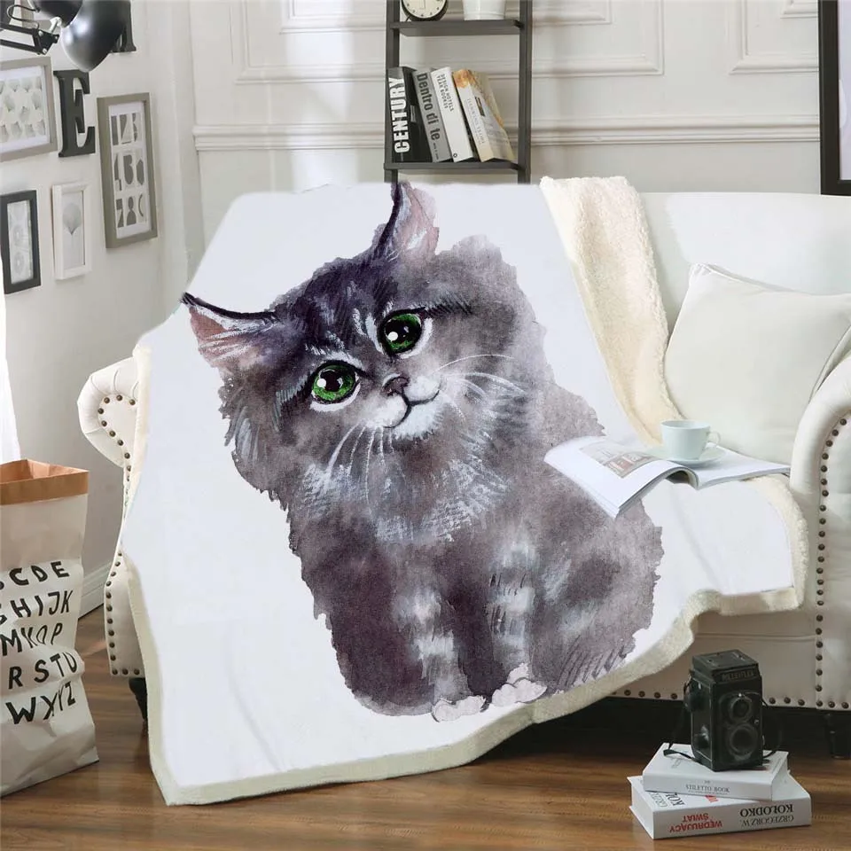 Милый щенок котенок шерпа флис микрофибра собака кошка плюшевые пледы на кровать