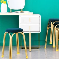 nordic table stool light luxury household small stool net red high stool stainless steel round stool storage bench gold dining