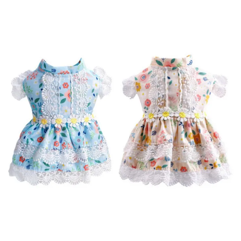 

Summer Floral Princess Dress Clothes For Small Medium Puppy Wedding Party Dressing Up Skirt Chihuahua Outfits