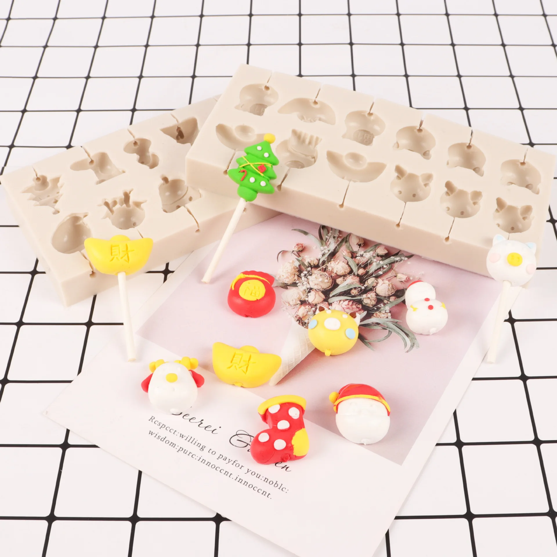 1 шт. рождественские большие силиконовые формы для леденцов в форме животных