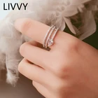 Новинка, кольцо LIVVY серебряного цвета с натуральным Цирконом в форме капли воды, женское открытое трехслойное кольцо, свадебное уникальное модное Ювелирное Украшение