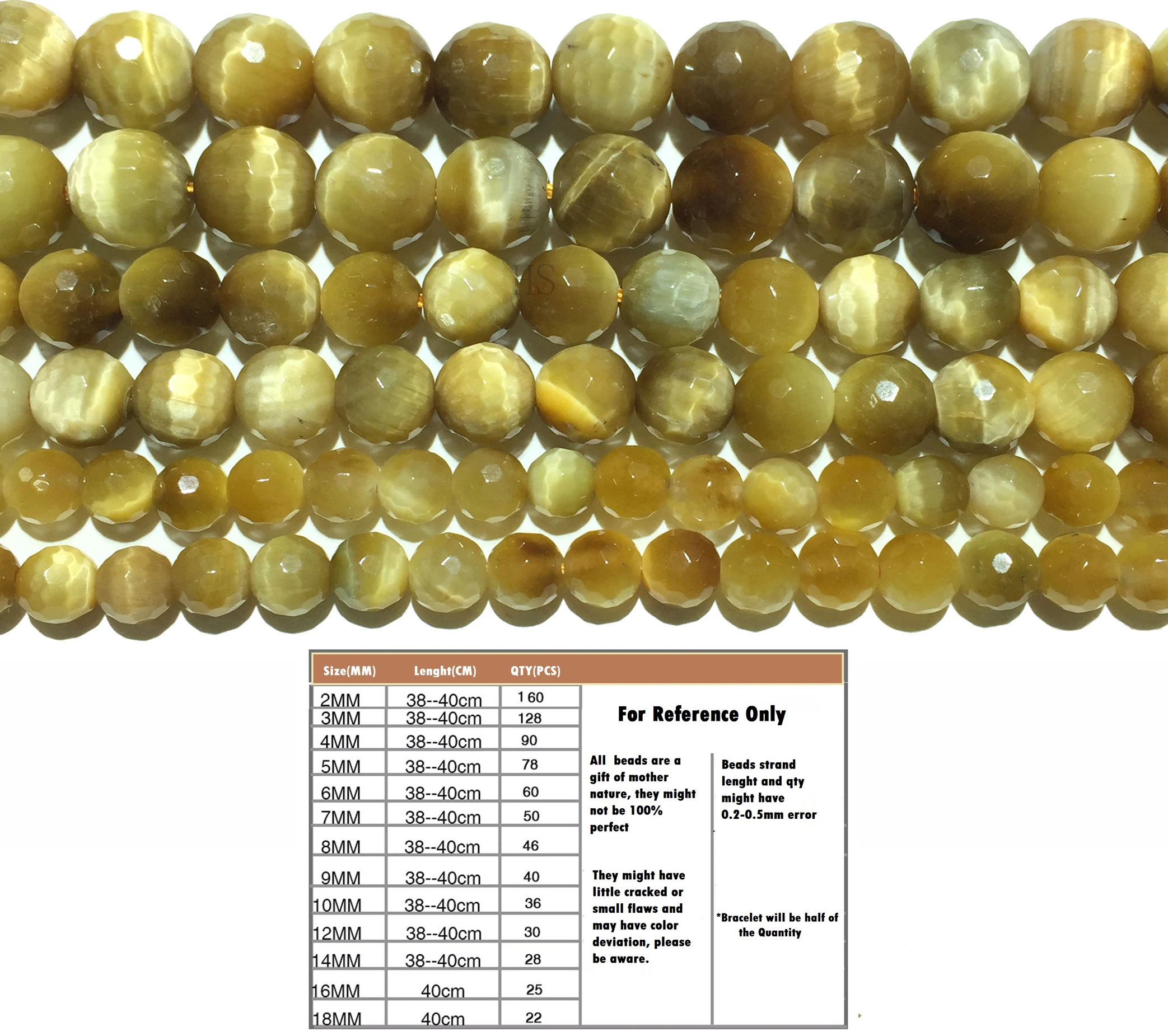 Натуральные камни Медный Тигровый глаз фасетированные круглые рассыпные бусины Жемчужная энергетика Ювелирное изготовление Браслет Дизайн ожерелья 4 6 8 10 12 мм.