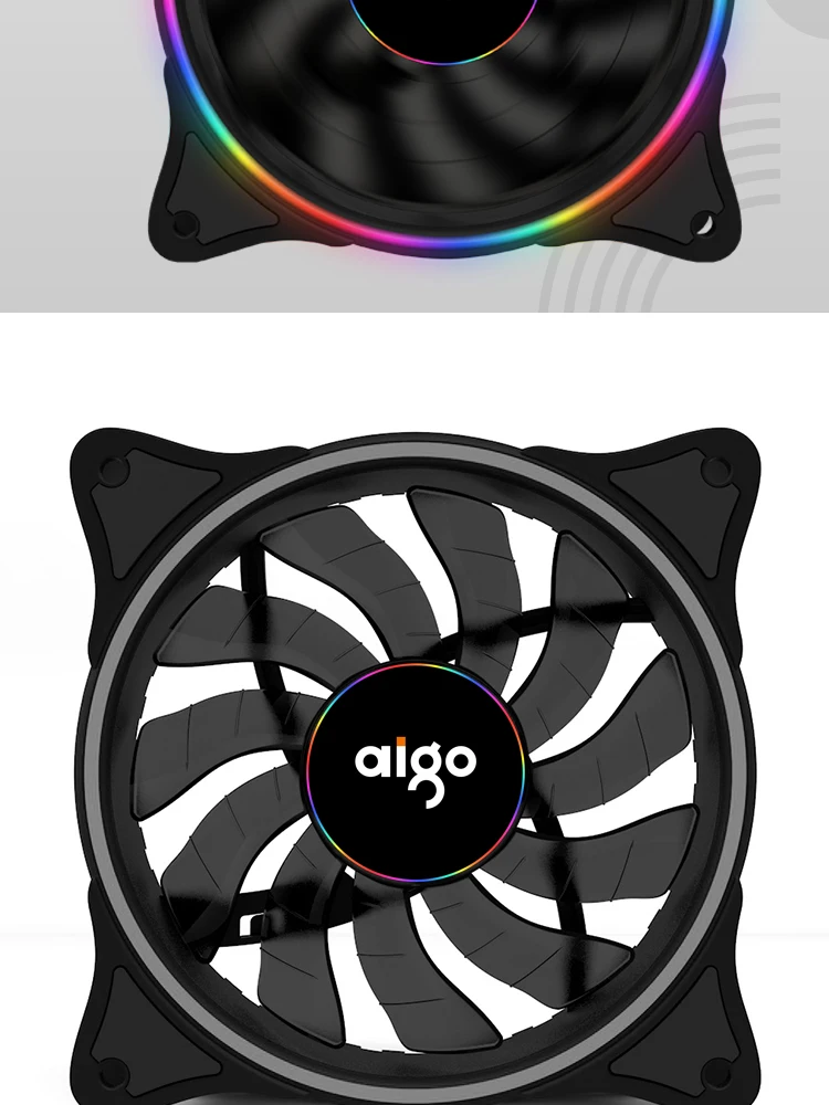 Aigo V1 радиатор кулер 120 мм чехол светодиодный вентилятор охлаждения для ПК вентилятор 12 в охлаждающий вентилятор двойное кольцо тихий кулер охлаждающий вентилятор компьютера