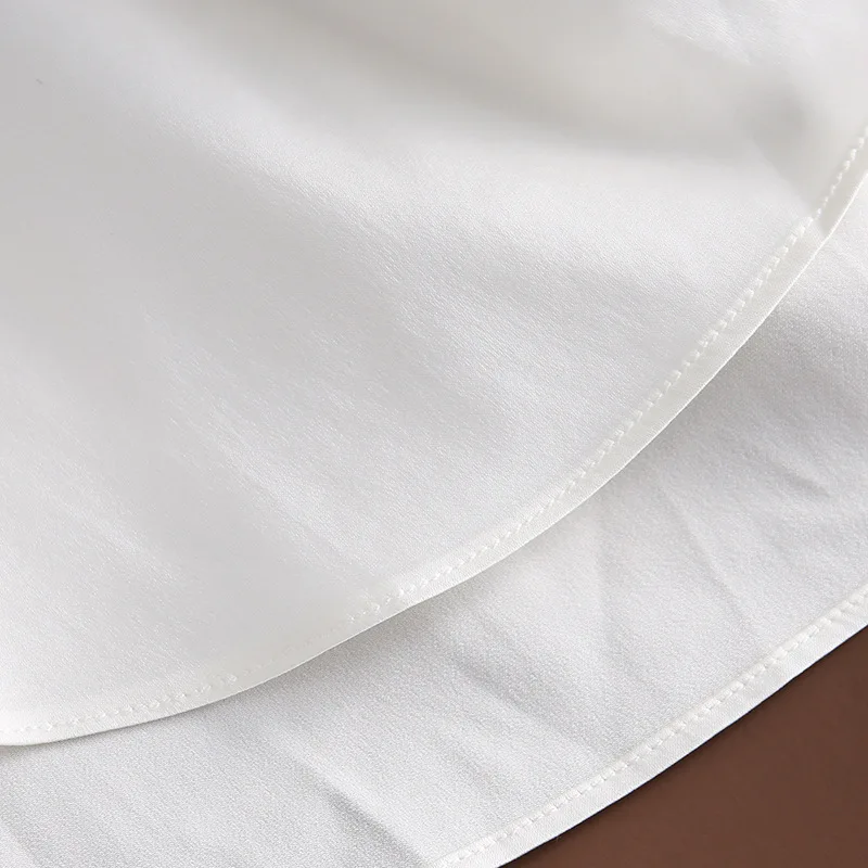 

Tops Fashion Patchwork Silk Blouses 2020 Spring Summer Shirts Women Perspective Embroidery Short Sleeve Sexy White Shirts