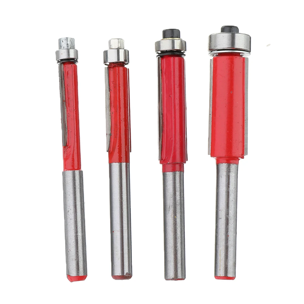 

4pcs 1/4 Inch Shank Milling Cutter Router Bit Alloy 1/4-1/2 Inch Wood Edge Flush Trimming Milling Cutter for Woodworking Tool