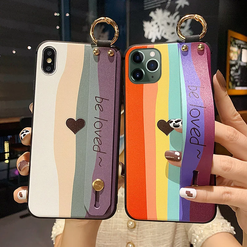 Чехол для iPhone 11 чехол держатель телефона 12 pro max X Xs XR 7 8 Plus se с цветочным ремешком из