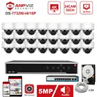 Hikvision OEM NVR 32CH 4K Kit Anpviz 24pcs 5MP POE IP Camera System IndoorOutdoor IP Camera CCTV Security System Kit IP66 30m