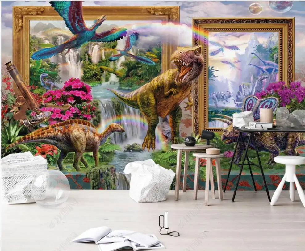 

custom Photo wallpaper on the wall mural Jurassic Dinosaur Tyrannosaurus bedroom home decor 3d wallpaper for walls in rolls