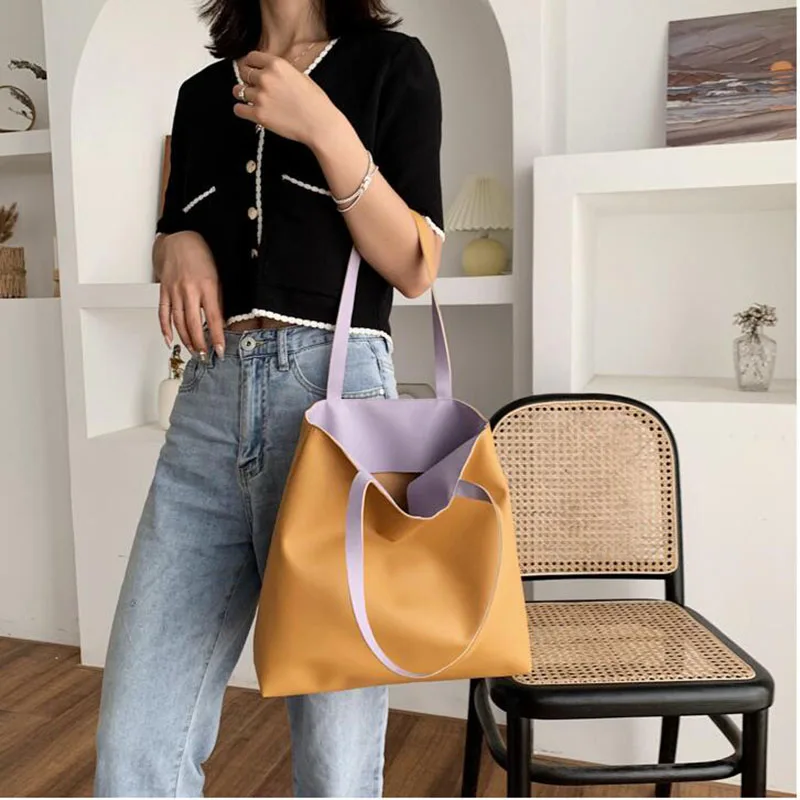 

Fashion Casual PU Leather Shoulder Bags for Women All-match Solid Bag for Girl Large Capacity Tote Shopping Travel Purse Handbag