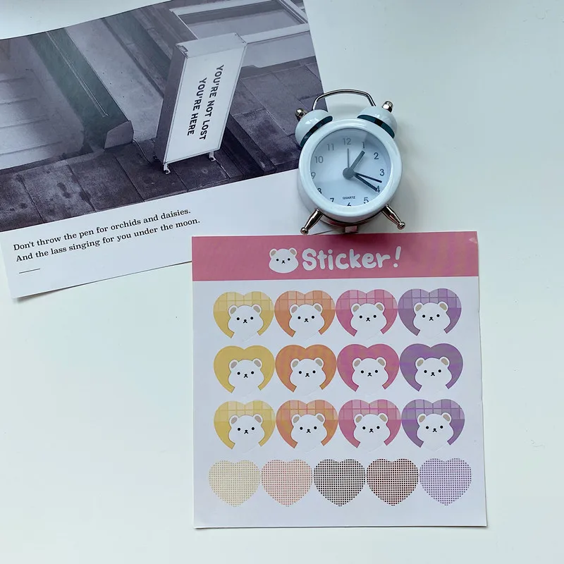 Милые Мультяшные наклейки Ins в форме кролика медведя любовь форма градиент цвета