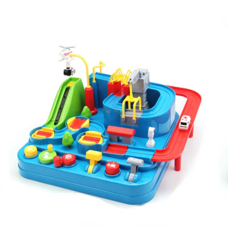 

Гоночный автомобиль, трек поезда, набор игрушек для детей, развивающая игрушка Монтессори для детей, гоночный автомобиль, приключения мозга...