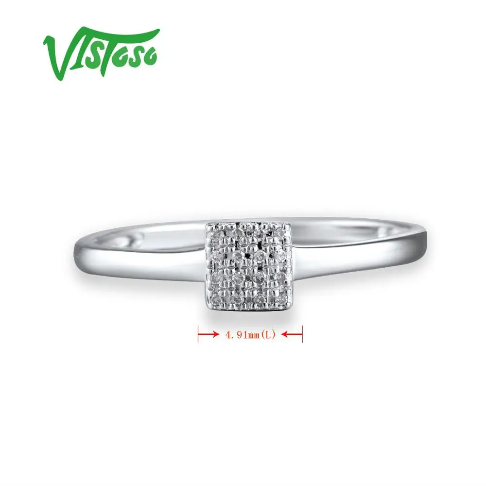 VISTOSO Pure 14K 585 розовое Белое золото сверкающий бриллиант тонкое квадратное кольцо для женщин юбилейное обручальное модное ювелирное изделие