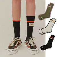 cotton socks harajuku letter printing label high and low socks ader socks breathable sports street trend womens fashion socks