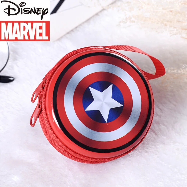 

Disney Zipper Coin Purse Children Headphone Cable Data Cable Storage Box Captain America Marvel Cartoon Series Small Wallet
