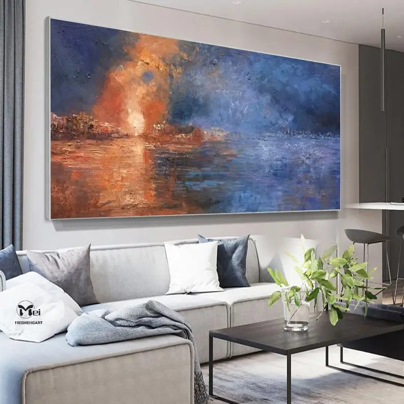 

Большой океан Закат Картина Пейзаж Абстрактная живопись оригинальный Абстрактная живопись Современная Большая настенная Картина на холст...