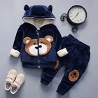 Комплекты одежды для малышей зимняя плотная плюшевая хлопковая одежда толстовка + штаны для маленьких девочек костюм из 2 предметов осенняя одежда детский спортивный костюм