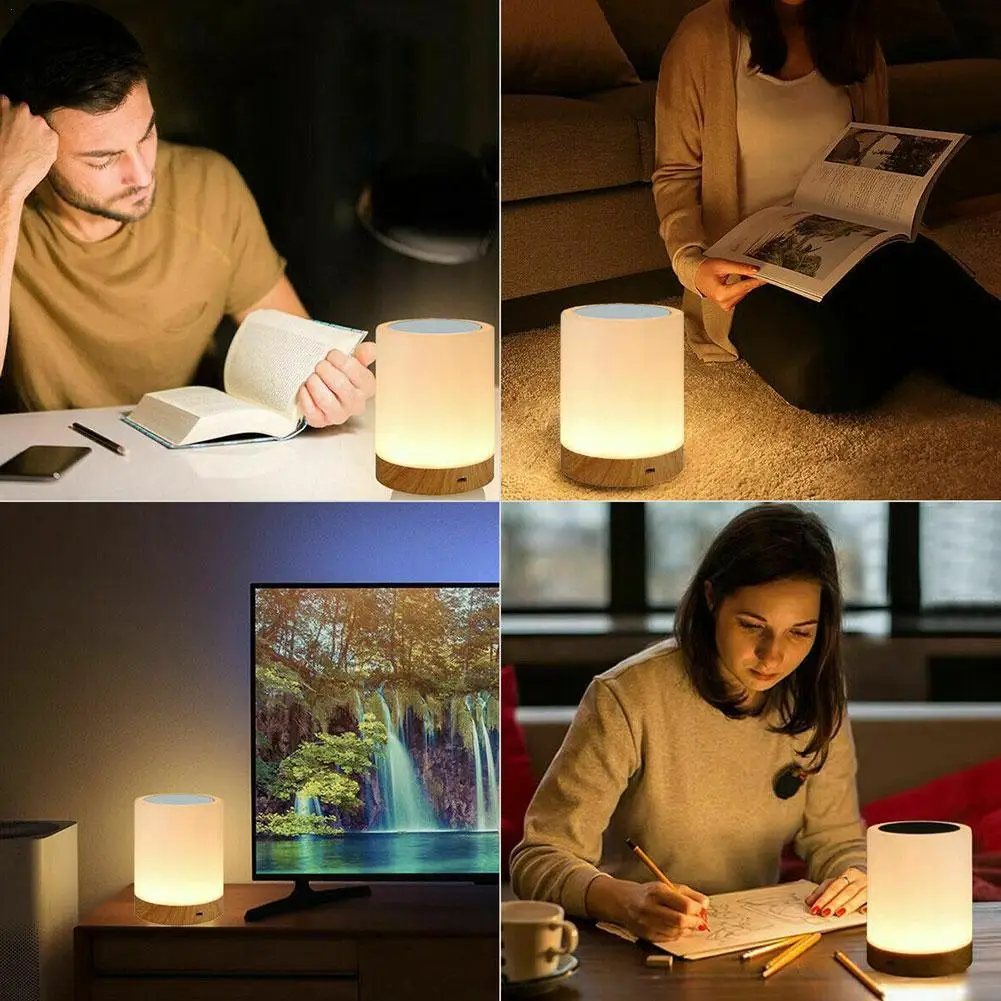 

USB Smart Dimmable Colorful Night Light LED Bedside Lamp Lamp Desk Bedroom Creative Bedside Light Decor Adjustable Bed Nigh L0B0