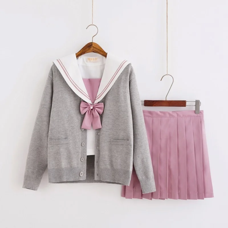 

Net Red School Uniform Set Pink Magnolia Embroidery Fashion Suit JK Uniform Female Summer Suit College Style Uniform Suit
