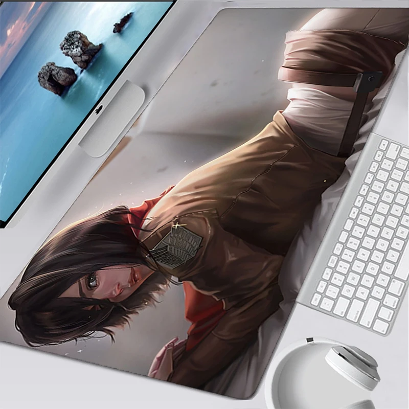 DIY Kawaii Large Gaming Mouse Pad Computer Cherry blossoms Gamer Desk Mat For CS GO LOL Dota XXL Mousepad Anime Attack On Titan