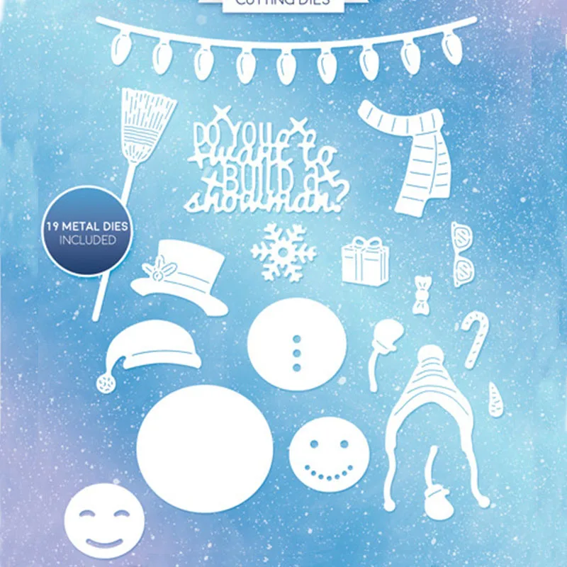 Рождественский зимний шарф Снеговик письмо шляпа металлические штампы трафарет