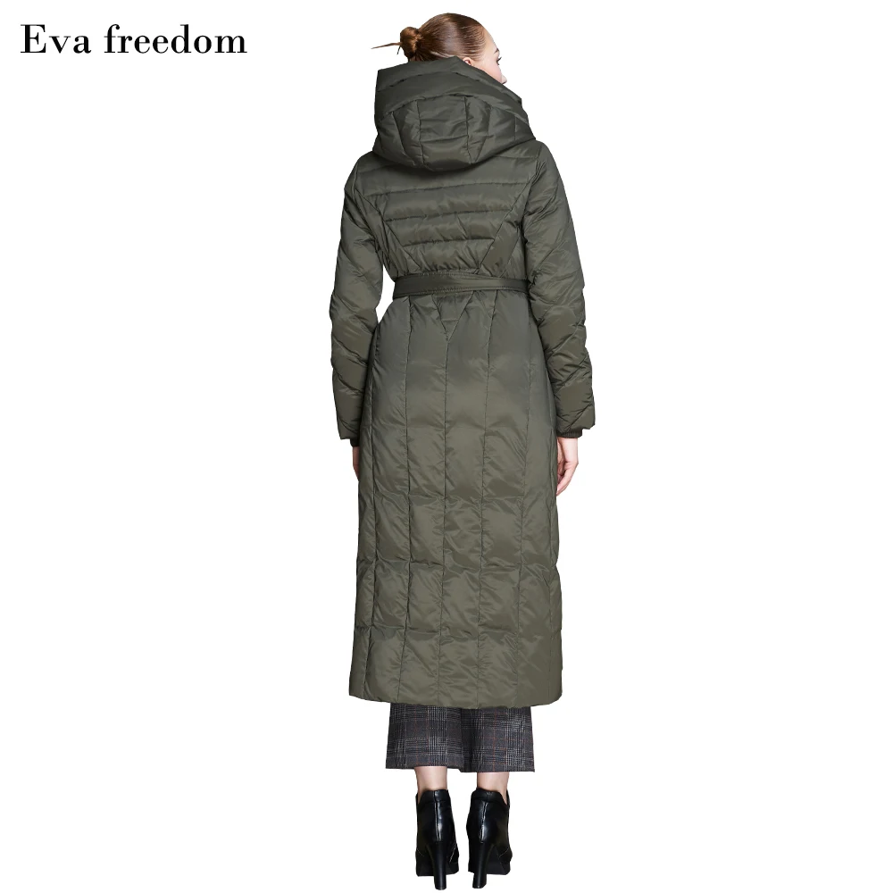Eva Freedom Jacket Ladies 2020 Hooded Fashion Classic New Style 90% White Duck Down Thick Warm Plus Size Long Down Jacket Women enlarge