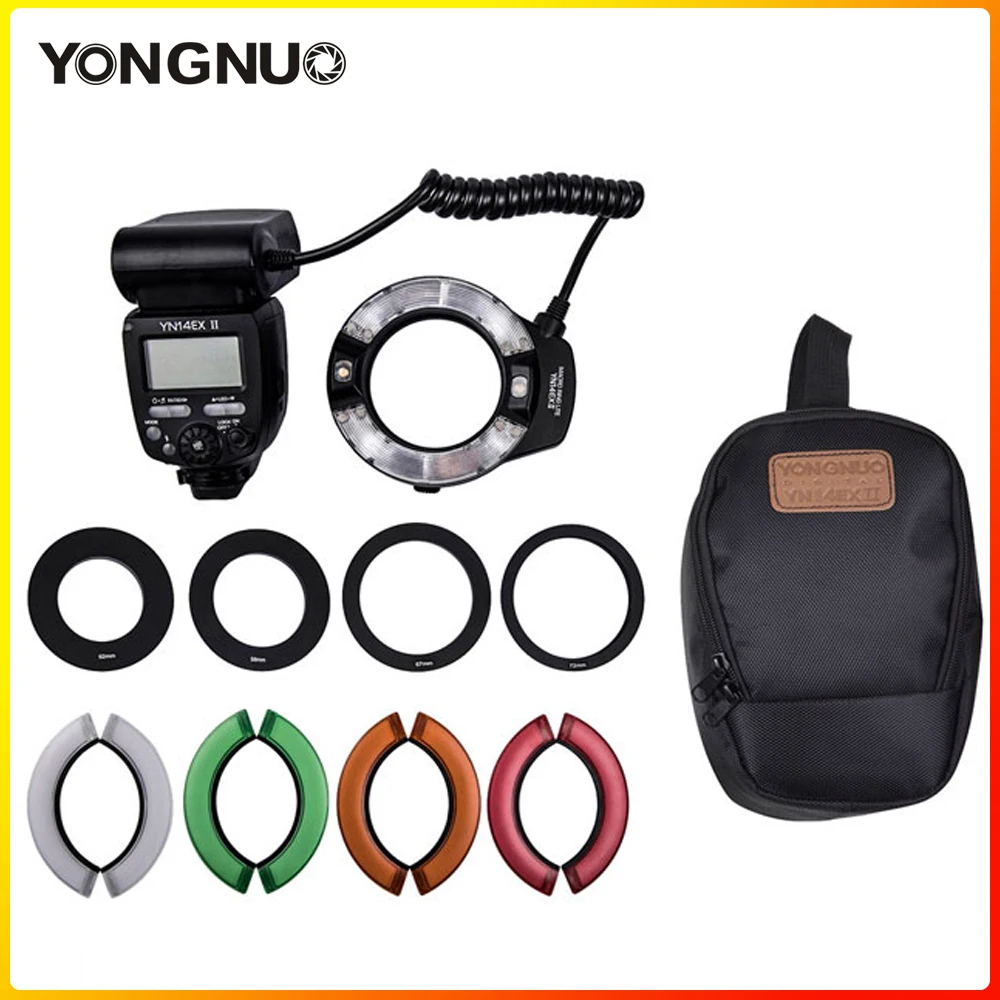 

Yongnuo YN14EX II TTL LED Macro Ring Flash Light Double Lamp Macro Flash for Canon 5D4 1DX2 5Dsr 750D 6d2 DSLR Camera