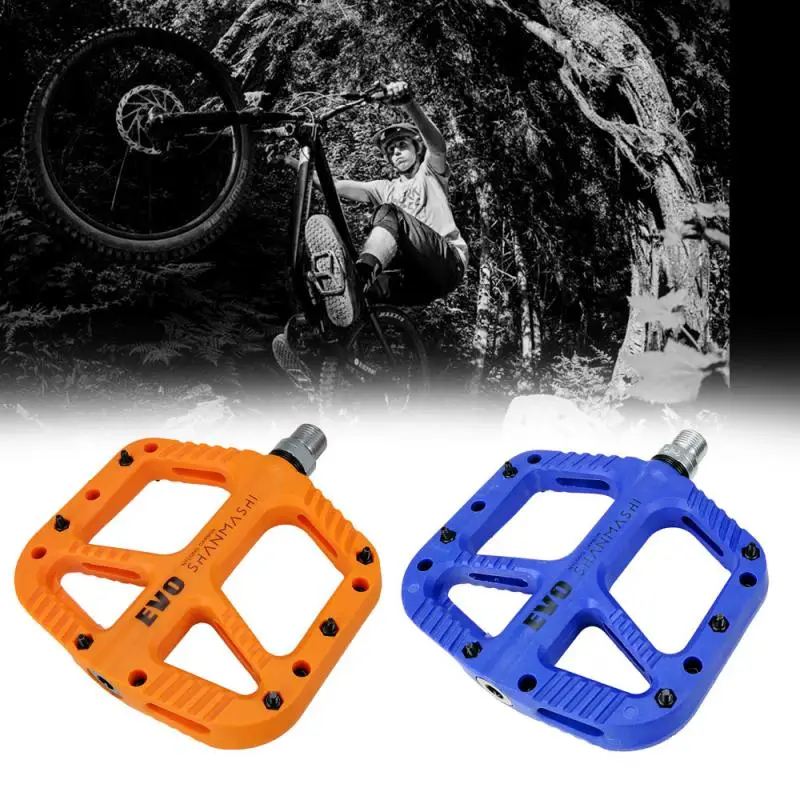 

1 Pair EVO Mountain Bike Bicycle Pedal Nylon Fiber Wide Comfortable Flat Pedals Big Foot Road Pedals Bike Part