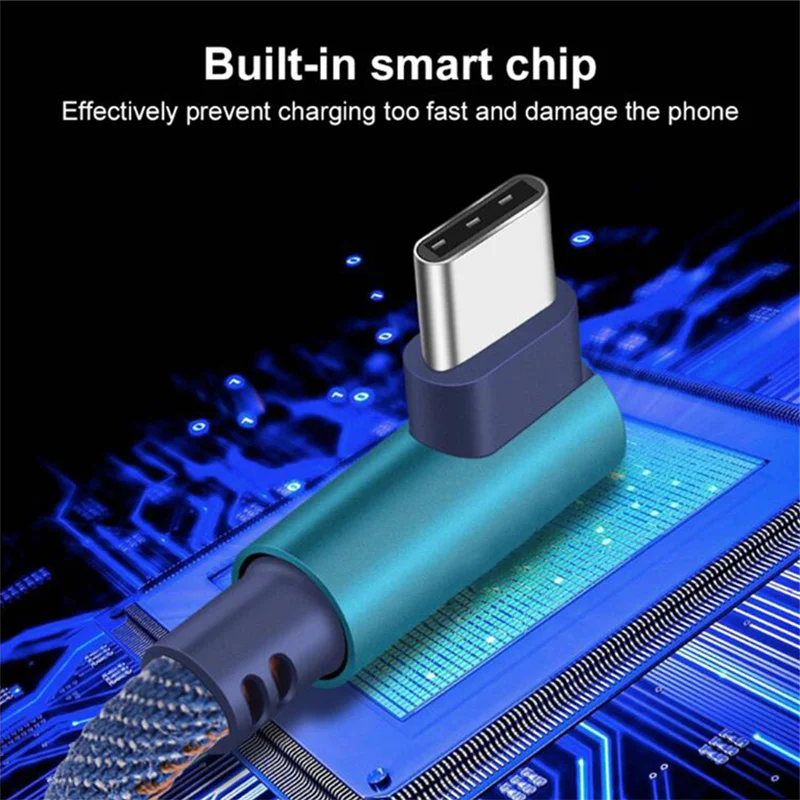 Кабель USB Type C 90 градусов кабель для быстрой зарядки Huawei P10 P20 P30 Pro Lite Samsung Redmi Note 7
