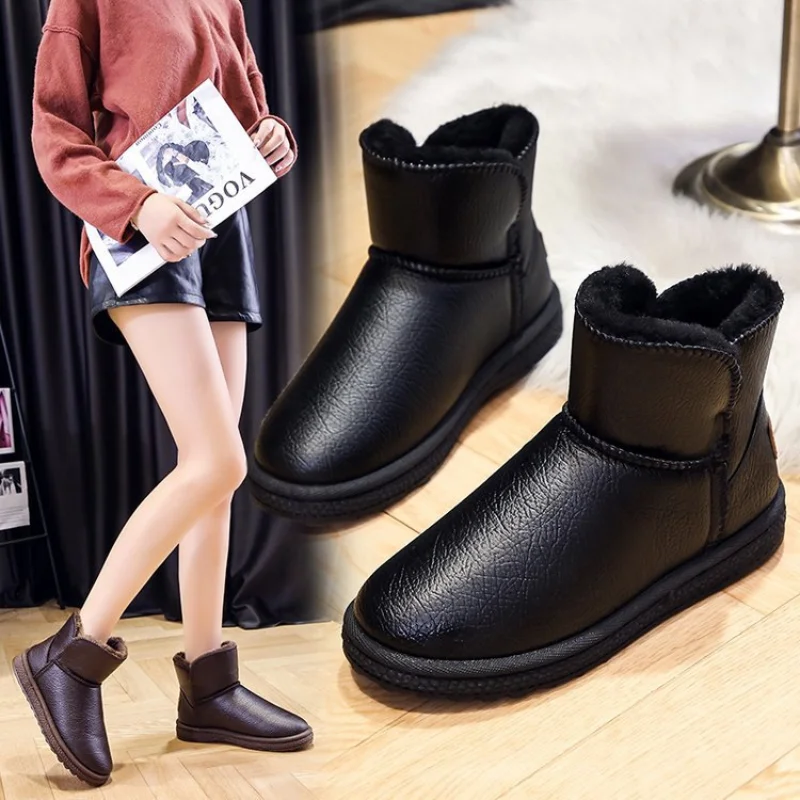 

Женские зимние ботинки из искусственного меха с подкладкой из плюша, зимняя удобсветильник с вулканизированной подошвой, повседневные жен...