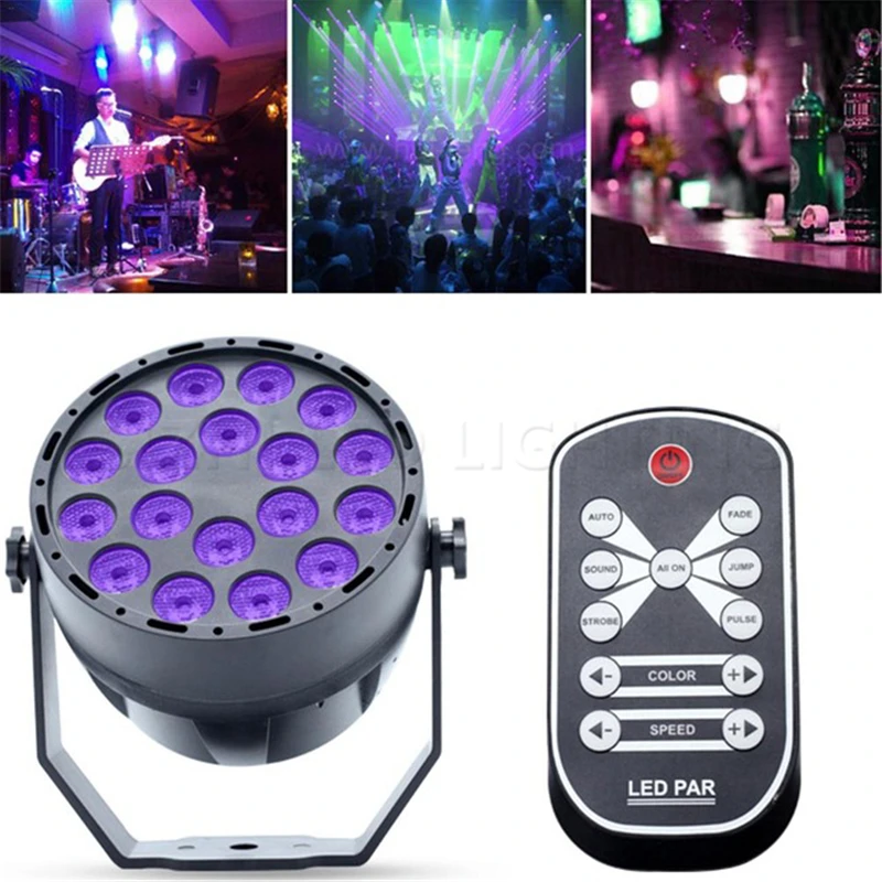 Новое поступление LED плоский Par 18x3W 54x3W фиолетовое цветное освещение УФ с DMX512 для