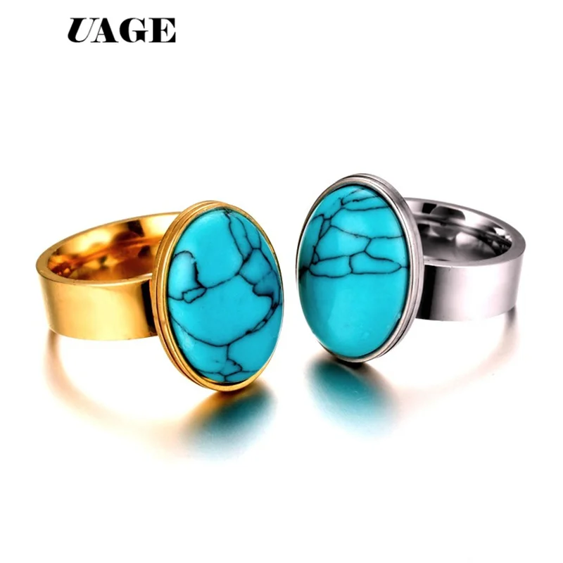 UAGE New Jewelry Vintage Antique Silver Color Gold Turquoises Ring for Men Tibet Women Finger | Украшения и аксессуары