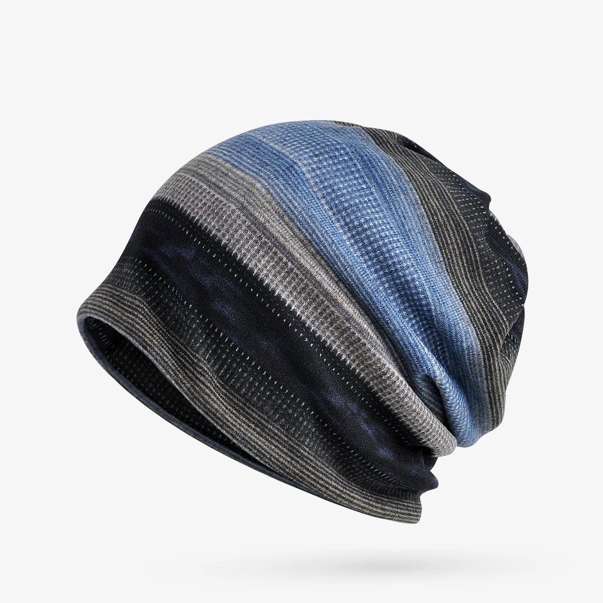 

Spring Autumn Bonnet Hat For Men And Women Stripe Printing Dual Purpose Skullies Beanies Casual Soft Turban Hats Hip Hop