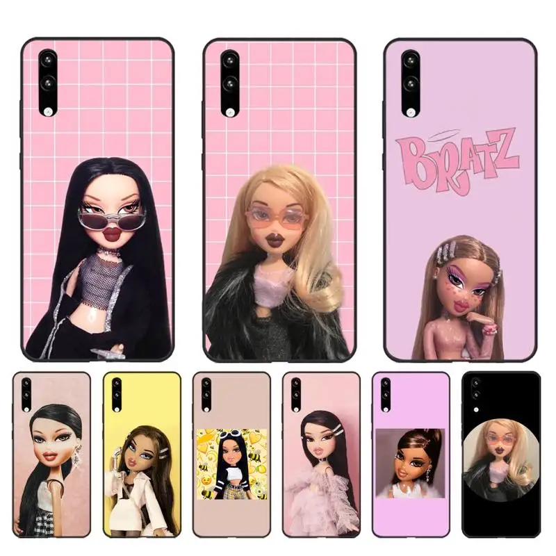 

YNDFCNB Fashion Brand Doll Bratz Silicone Black Phone Case for Huawei Honor8X 8A 9 10 20 Lite 10i 20i 7A 7C P20 30 40 Lite