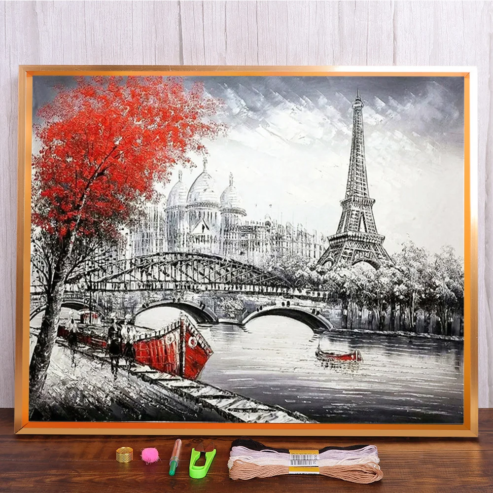 

Landscape Street Printed Canvas 11CT Cross-Stitch Set Embroidery DMC Threads Handicraft Hobby Craft Needlework Gift Mulina
