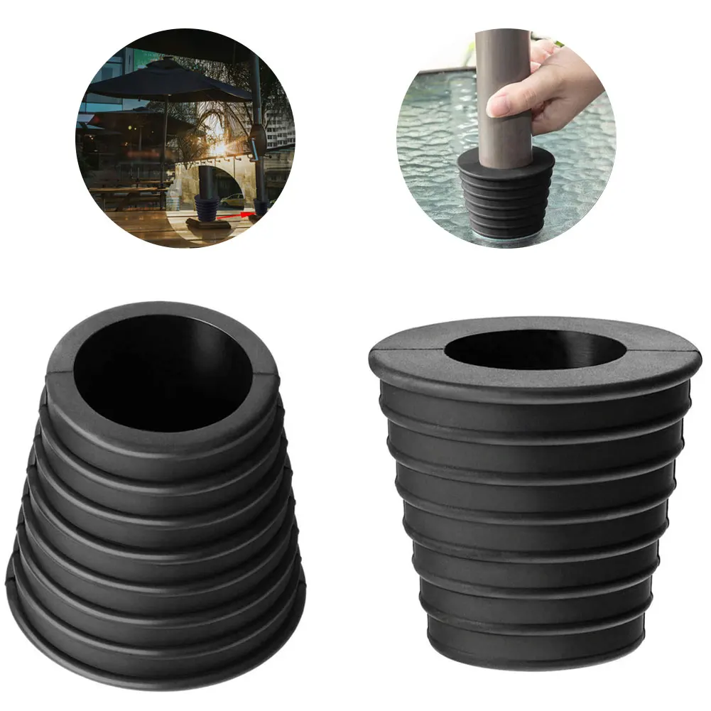 

2PCS Umbrella Pole Wedge Waterproof Rubber Umbrella Cone Fit 1.5Inch Umbrella Black Parasol Base Stand Parasol Base Stand Black