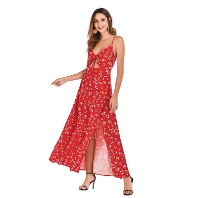 2020 Explosion Models Summer Trend Sling Print Dress Beach Skirt |