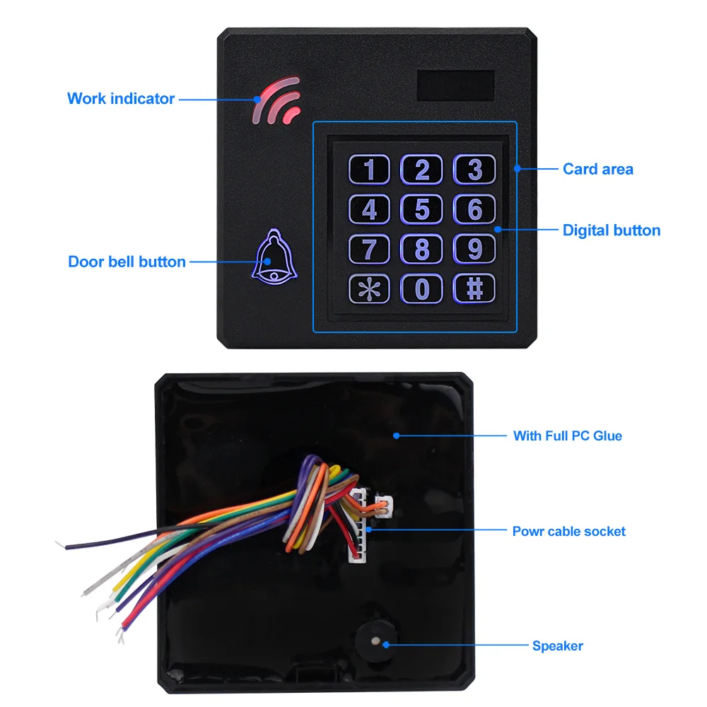 

DC12V IP68 Waterproof Access Control Keypad Outdoor RFID Access Controller Door Opener System Electronic EM4100 125KHz Key Cards