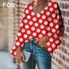 Блузка женская шифоновая с принтом в горошек, дышащая, FORUDESIGNS, размера плюс