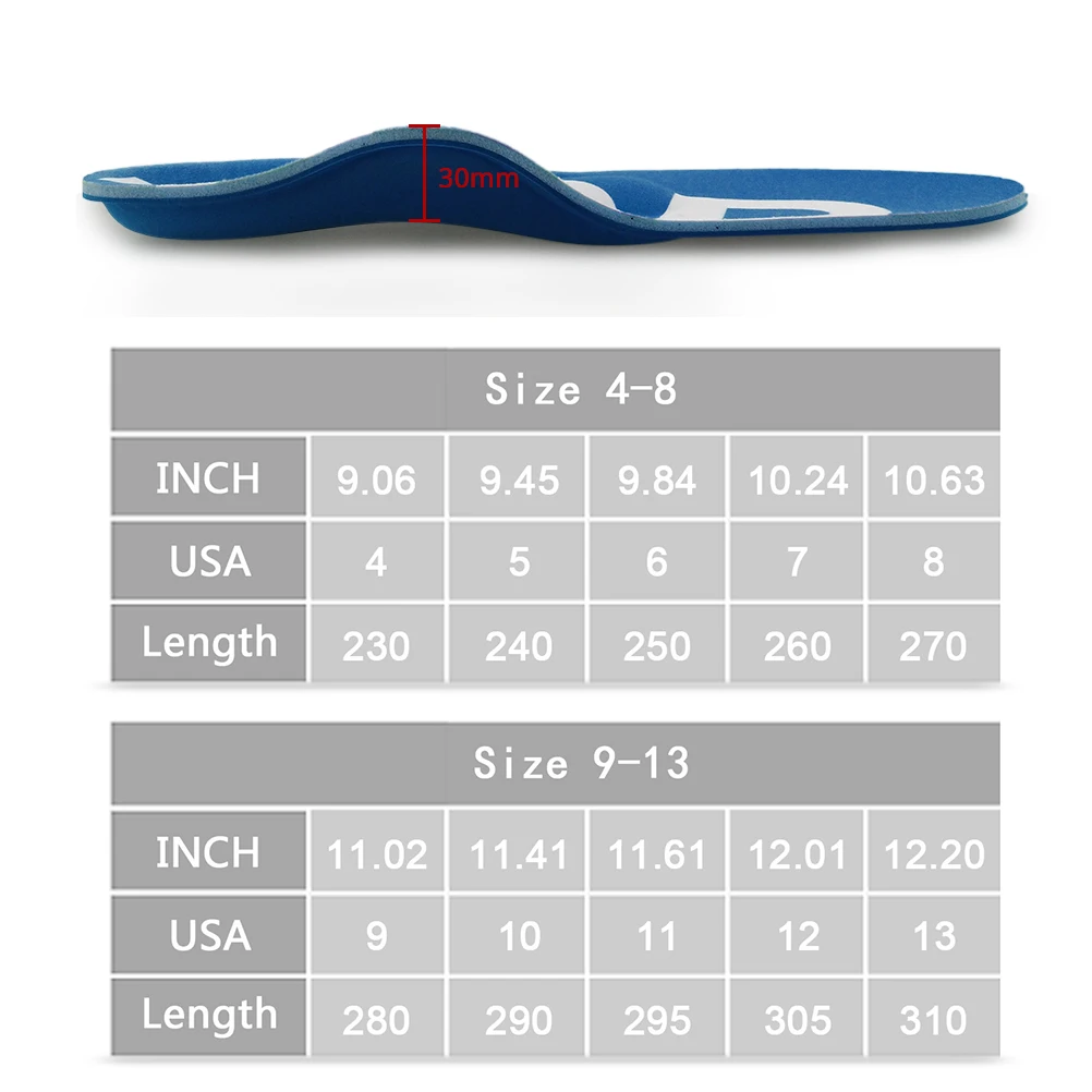 TOPSOLE Flat Feet Arch Support Insoles Orthopedic Inserts Relieve Plantar Fasciitis Foot Pain Sneakers Shoe Pad Standing All Day