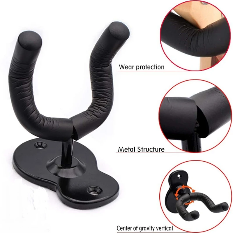 

2 Pcs Guitar Wall Mount Hanger,Electric Classical Bass Guitar Hooks Ukulele Wall Stands for Home and Studio