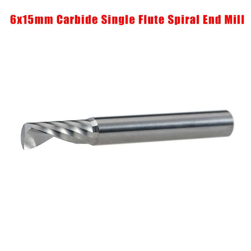 

For MDF CNC Router Bits End Mill 1pc 6*15mm Single Flute Spiral 6mm Shank
