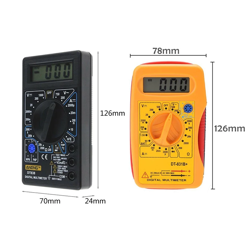 Портативный цифровой мультиметр ЖК амперметр переменного/постоянного тока
