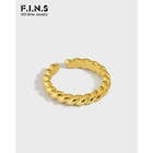 F.I.N.S классические минималистичные Изящные Ювелирные изделия твист S925 Серебряное кольцо глянцевое штабелируемое обручальное кольцо Настоящее серебро 925 пробы