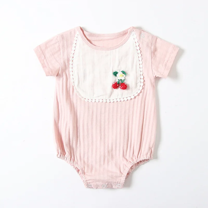 

ATUENDO Summer Fashion Newborn Baby Romper 100% Cotton Satin Soft Infant Girl's Clothes Kawaii Cute Pink Babysuits Kids Jumpsuit