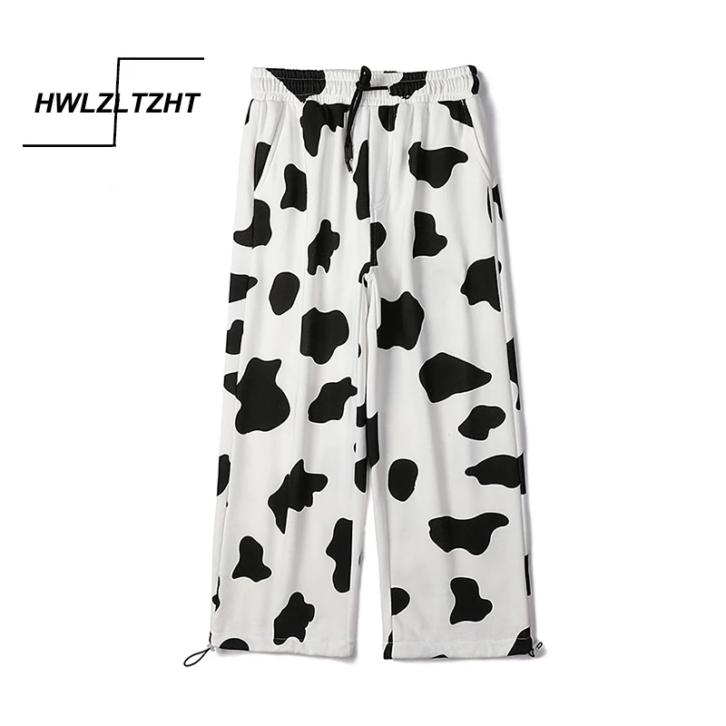HWLZLTZHT свободные прямые брюки для женщин с принтом коровы Пот Брюки карманами