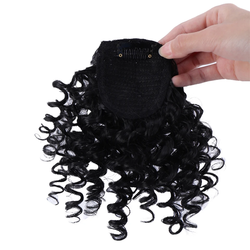 WEILAI поддельные вьющиеся бахрома зажимы для челки в шиньоны с натуральным черным