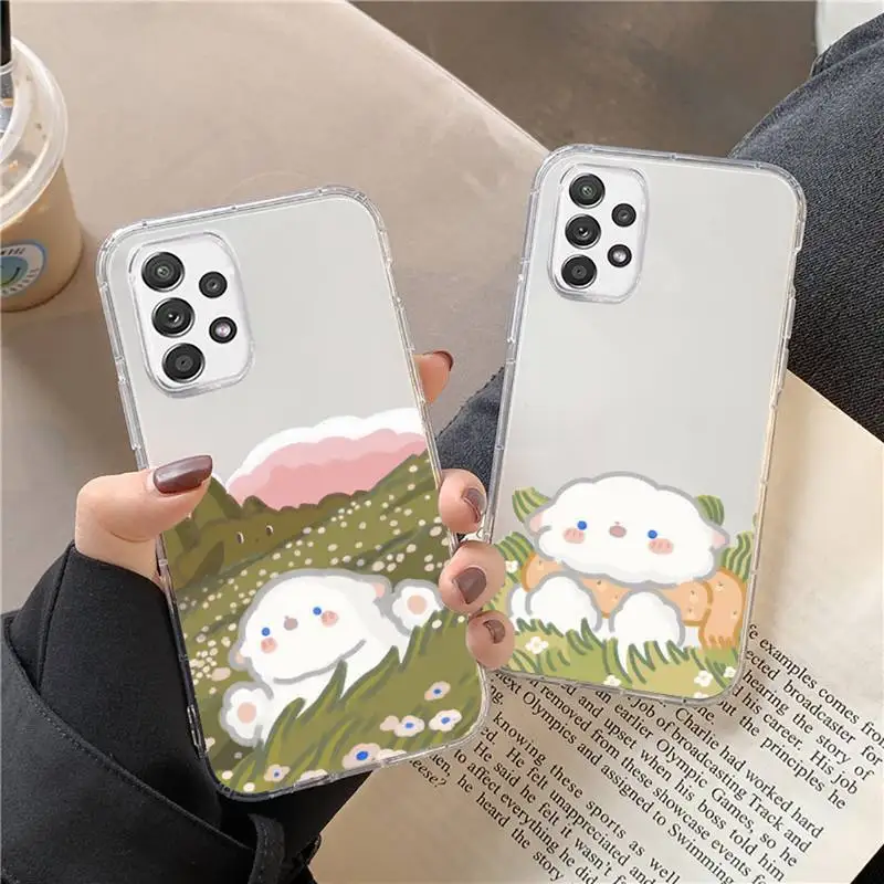 

Cute Kawaii Sheep Graffiti Phone Case Transparent For Huawei P20 P30 P40 honor mate 8X 9X 10i Pro Lite