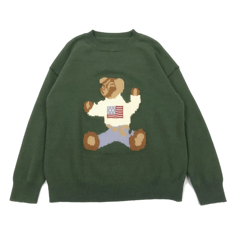 Cartoon bear pattern o-neck kawaii sweet sweater pullover | Женская одежда