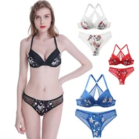 sexy womens underwear bra sets beautiful back printing sexy lingerie lace french bras suit fashion push up brabriefs 2pcs suit