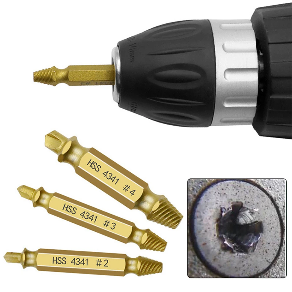 

Easily Take Out Demolition Tools Double End 4341 Screw Extractor Set Drill Bits Guide Broken Screws Bolt Remover